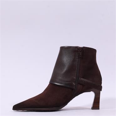 Hispanitas Paris Turn Up Heel Ankle Boot - Brown Suede